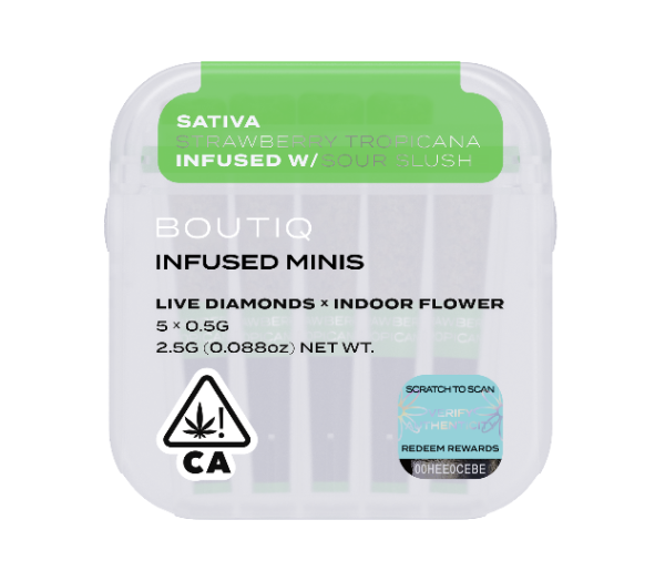 Boutiq Pre Rolls | Infused Minis | Strawberry Tropicana x Sour Slush | Live Diamonds 2.5G Boutiq